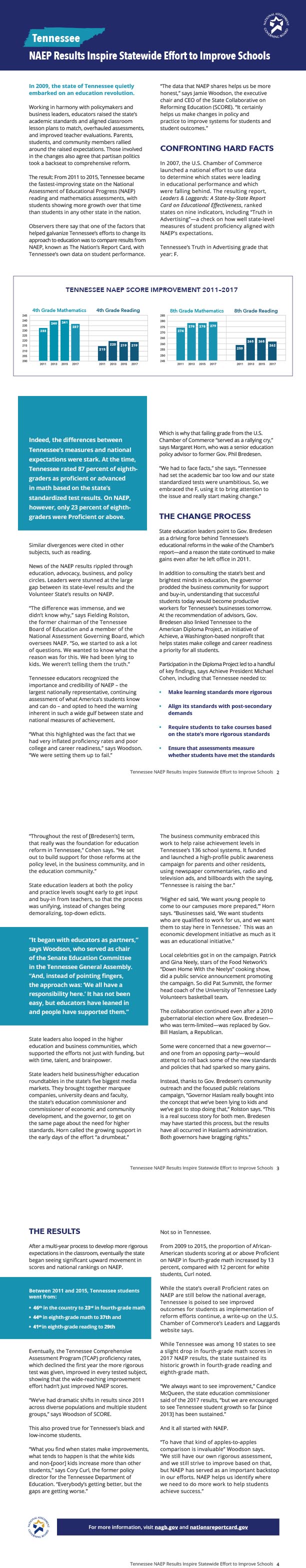 Tennessee: NAEP Results Inspire Statewide Efforts to Improve Schools